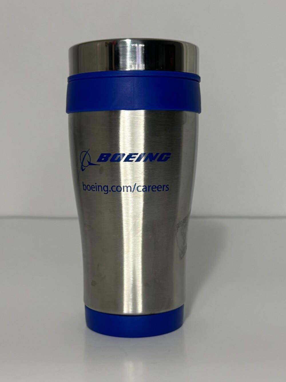 Boeing Stainless Steel Travel Mug Blue Insulated Coffee Cup w Lid